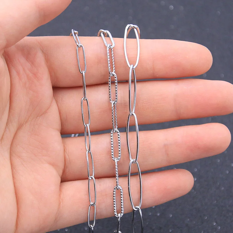 1 Meters 3 Styles  Oval Stainless Steel Chain Bulk DIY Purse Jewelry Necklace Material