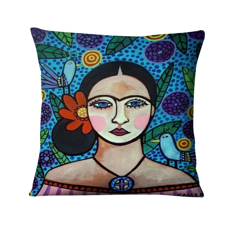 home Pillow Decoration Mexican Girl Painting Cushion Decorative Pillow Home Decor Almofadas Decorativas Para Sofa Throw Pillow