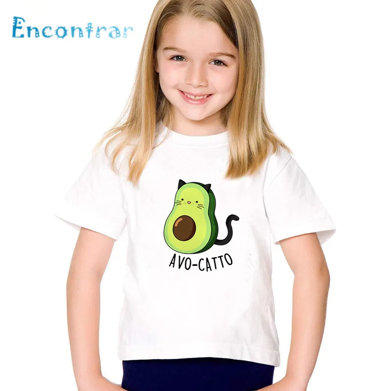 

Boys/Girls Cute Avocado Cat Vegan Print T shirt Kids Cartoon Funny Clothes Children Summer Short Sleeve Baby T-shirt,oHKP5352