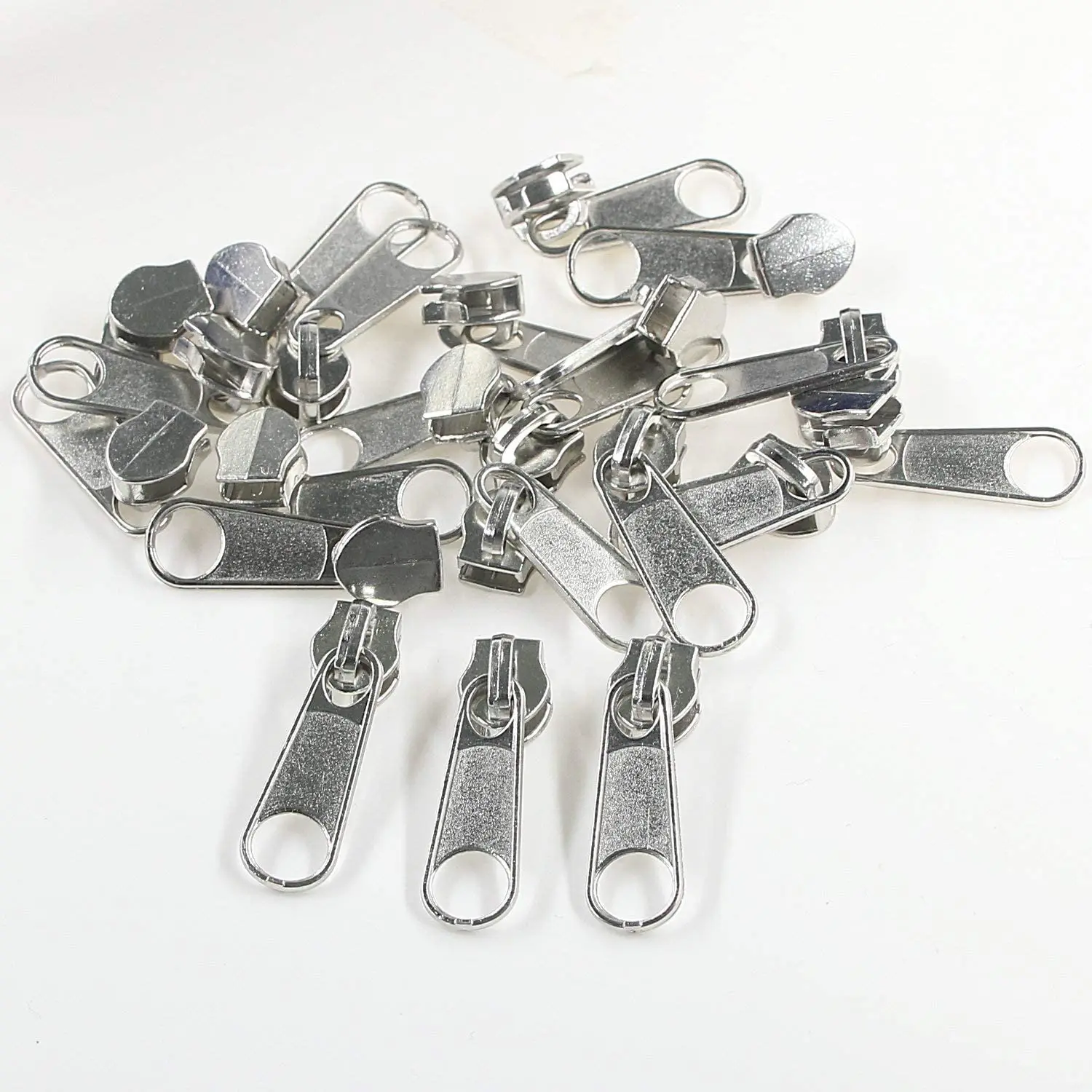 20Pcs/lot  3# Nylon Zipper Sliders Puller DIY Handwork Bag Siver color  AA7665