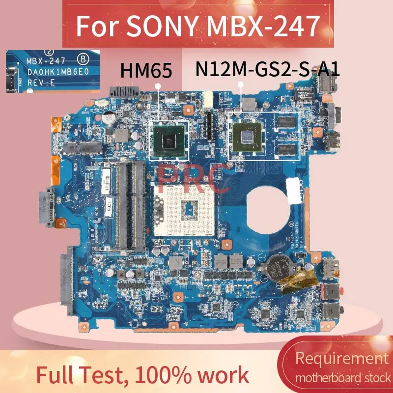 

For SONY MBX-247 Notebook Mainboard DA0HK1MB6E0 HM65 N12M-GS2-S-A1 DDR3 Laptop motherboard