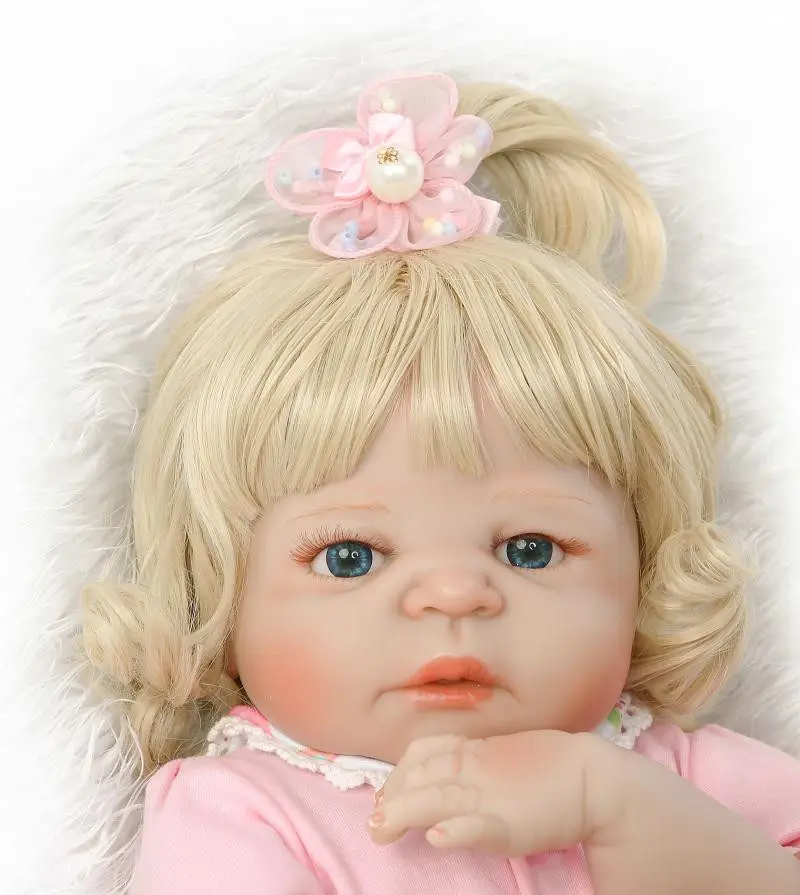 NPK 55cm Reborn Baby Girl Hair Wig For Bebe Reborn Menina Washable Silicone Dolls Reborn Sticked Hair Wig For DIY Reborn Dolls