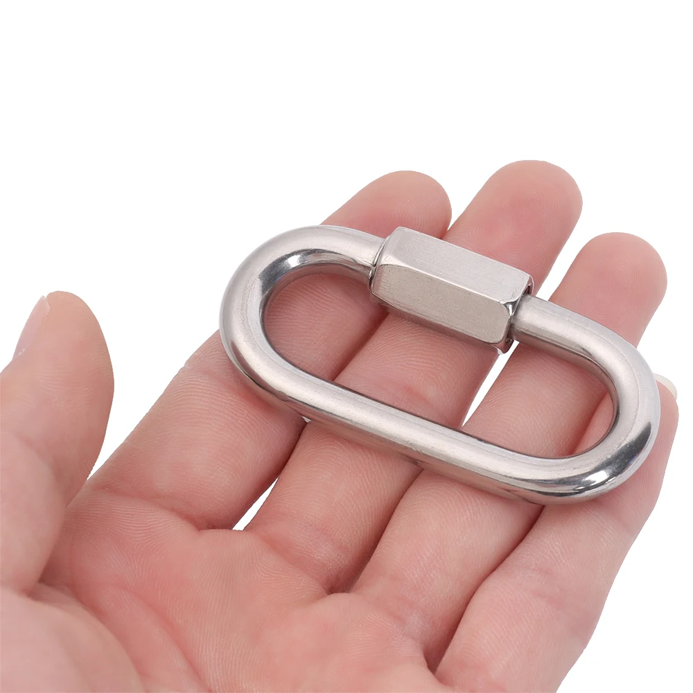 1Pc Stainless Steel Climbing Gear Carabiner Quick Links Safety Snap Hook M3/M3.5/M4/M5/M6/M7/M8/M9/M10 Chain Connecting Ring