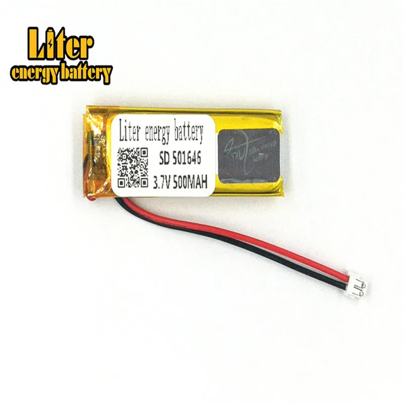 1.5MM 2pin connector 3.7 V 501646 500mah small lipo battery rechargeable li-ion battery