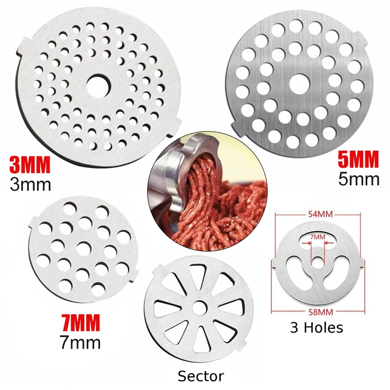 

1pc Meat Grinder Plate Net Cut Meat Grinder Parts Elements Replace Stainless Steel Meat Hole Plate 5 pattern to choose