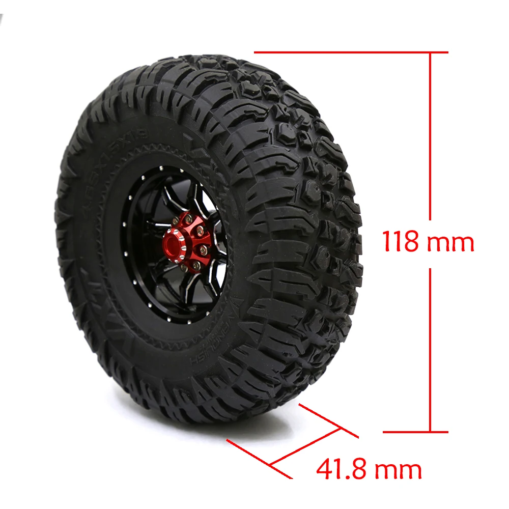 2/4PCS Metal 1.9 Beadlock Wheel Rim Tires Set for 1/10 RC Crawler Car Axial SCX10 90046 Traxxas TRX-4 Redcat GEN 8