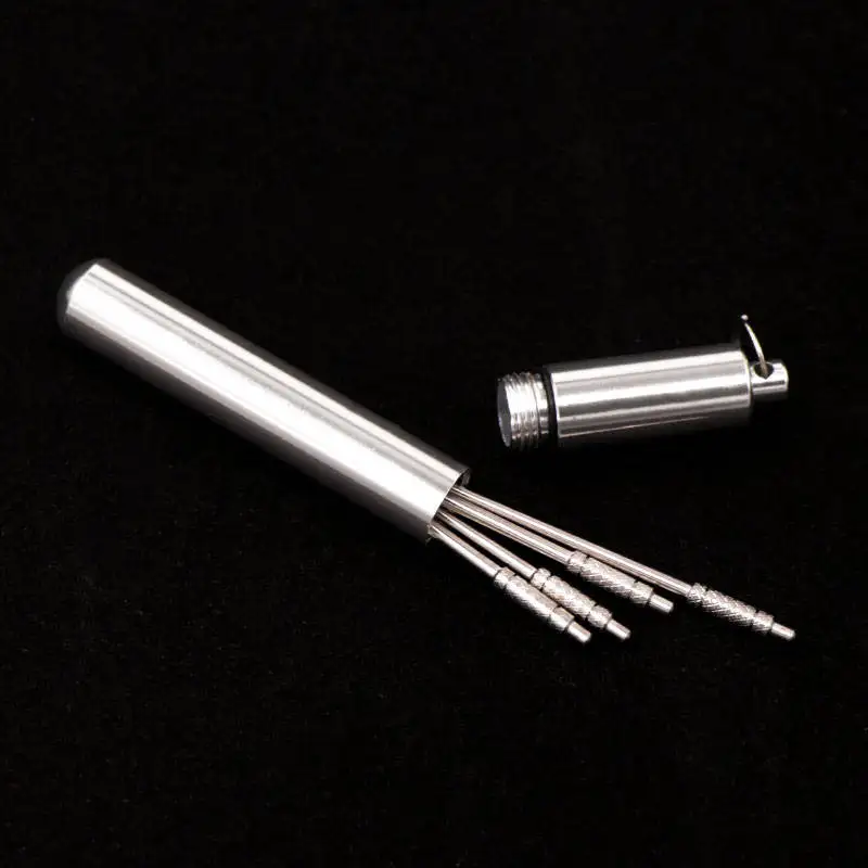 Portable Waterproof Titanium Alloy Mini Toothpick Holder Pill Capsule Case Carry Around Storage Camping Hiking Outdoor Tools