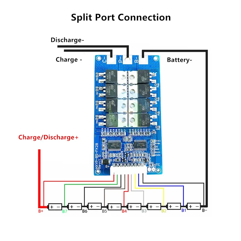 24V 8S 25A BMS Balanced Lifepo4แบตเตอรี่ Protetcion สำหรับ18650 21700 32650แบตเตอรี่