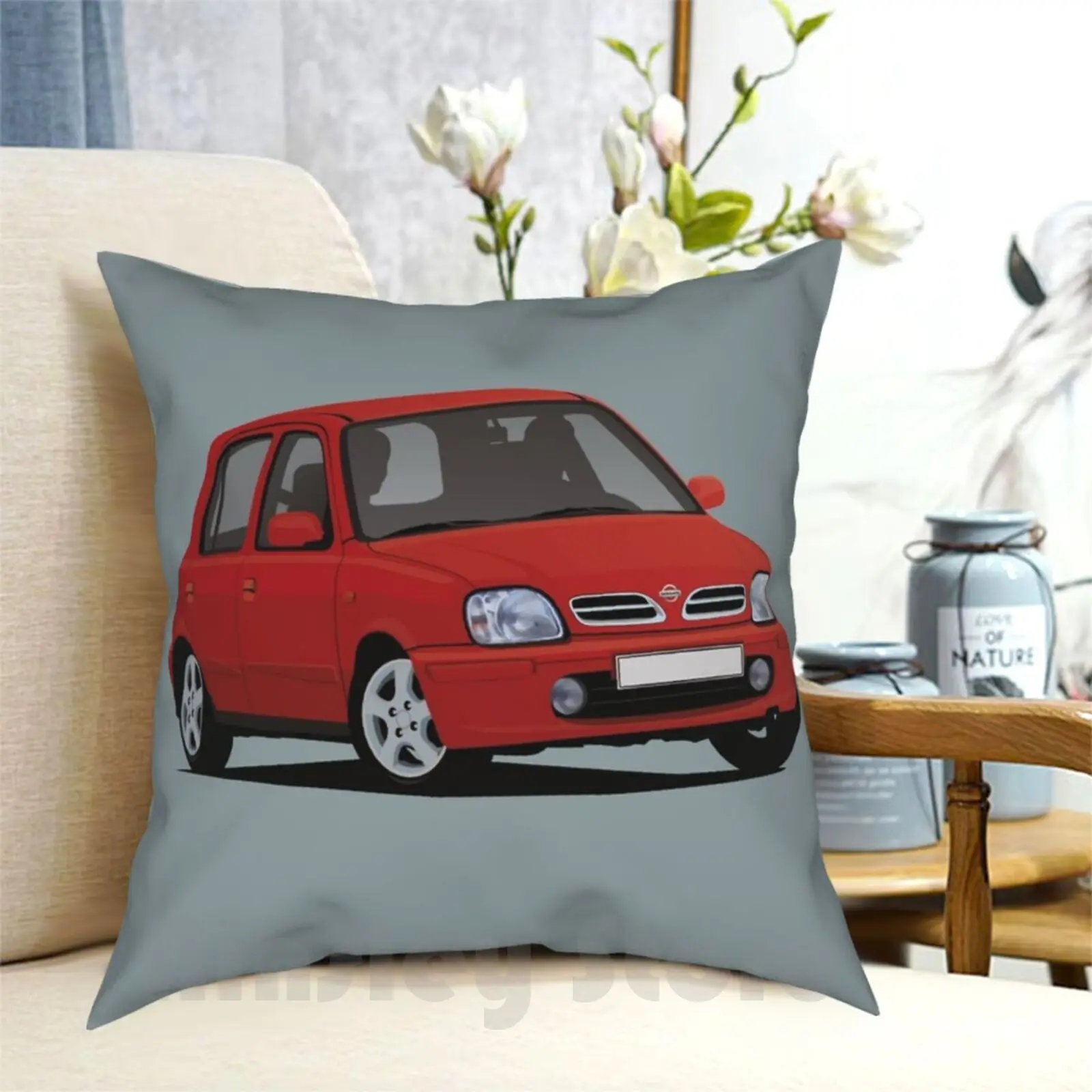 Nissan Micra ( March ) K11C-Illustration-Red Pillow Case Printed Home Soft Throw Pillow Nissan Micra Nissan Micra Micra