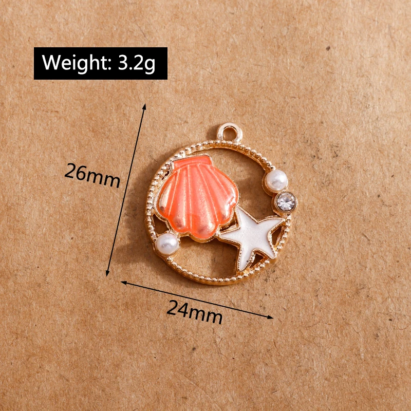 10 teile/los niedlichen Meeres lebewesen Charms für Schmuck machen Emaille Seestern Muschel Charms Anhänger DIY Halskette Ohrringe Geschenk zubehör – Detail 8