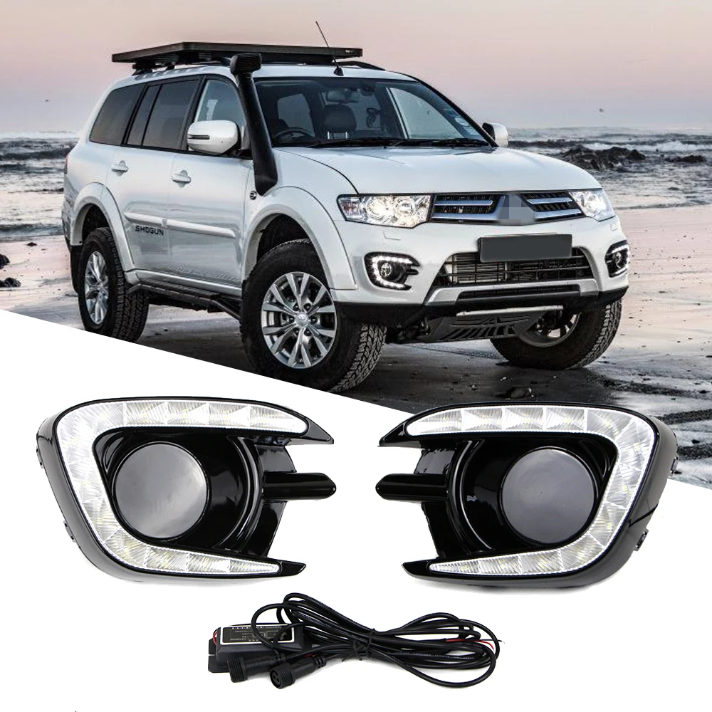 

DRL For Mitsubishi Montero Pajero 2013 2014 2015 LED Car Daytime Running Light Waterproof Driving Fog Lamp Daylight