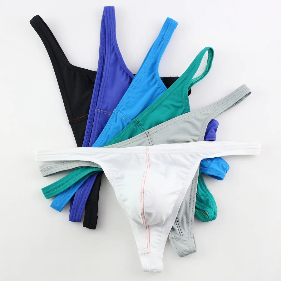 ملابس داخلية مثيرة للرجال المثليين ثونغ وسلسلة G من الحرير الجليدي الناعم حزام رياضي مثير للقضيب سراويل داخلية Tanga Hombre Mankini HT026