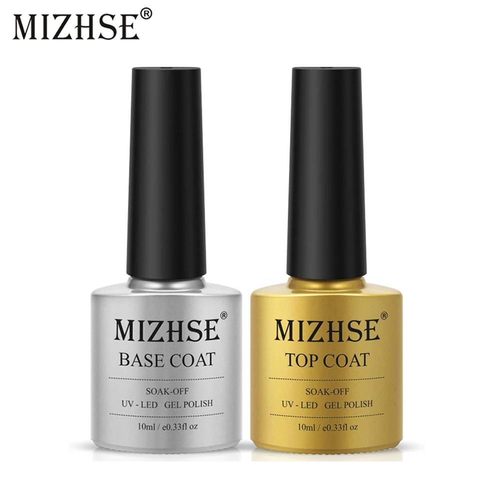 

MIZHSE 2PCS 10ml Primer Nail Gel UV LED Base Coat and Top Coat Soak Off Gel Nail Polish For Nail Art Design Varnish Nail Gel