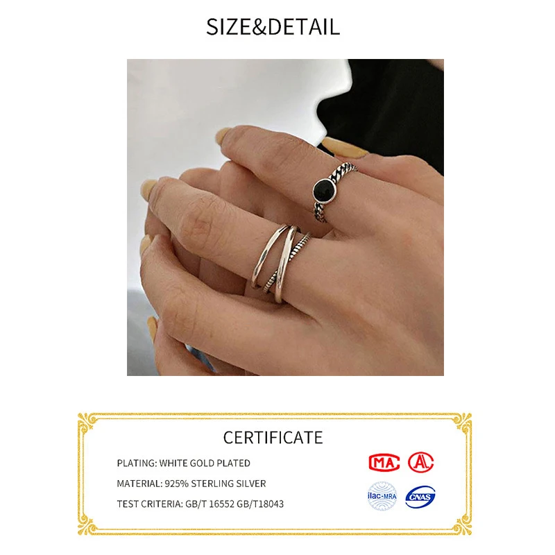 Minimalist Sivler Color Chain Rings for Women Couples New Fashion Vintage Handmade Geometric Party Jewelry Gifts