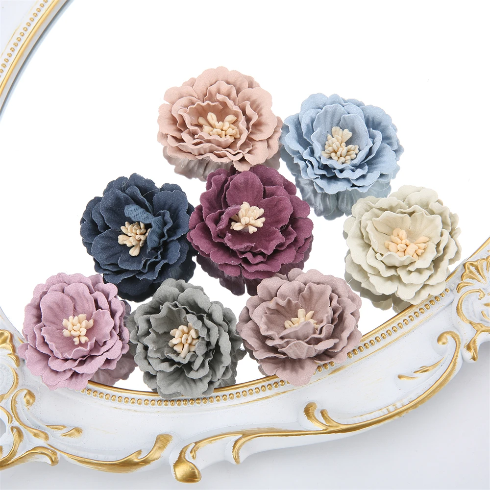 10Pcs Artificial Eco-friendly Flower Microfiber Flowers Head Home Decor Wedding Garland Decorations DIY Hair Corsage Accessories