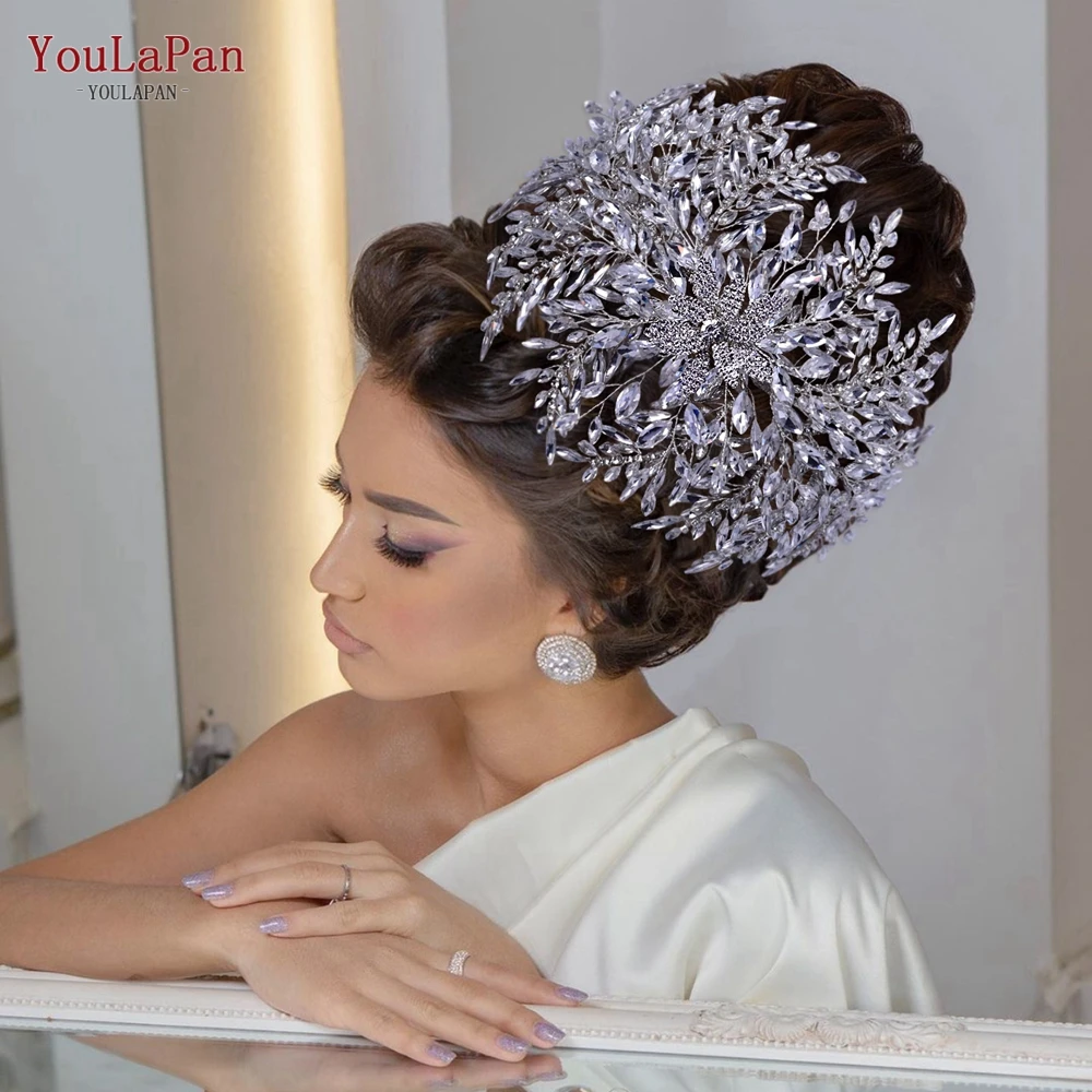 YouLaPan HP420 Luxury Bridal Tiara Wedding Headband Rhinestone Wedding Hair Accessories Handmade Bride Headpiece Head Jewelry