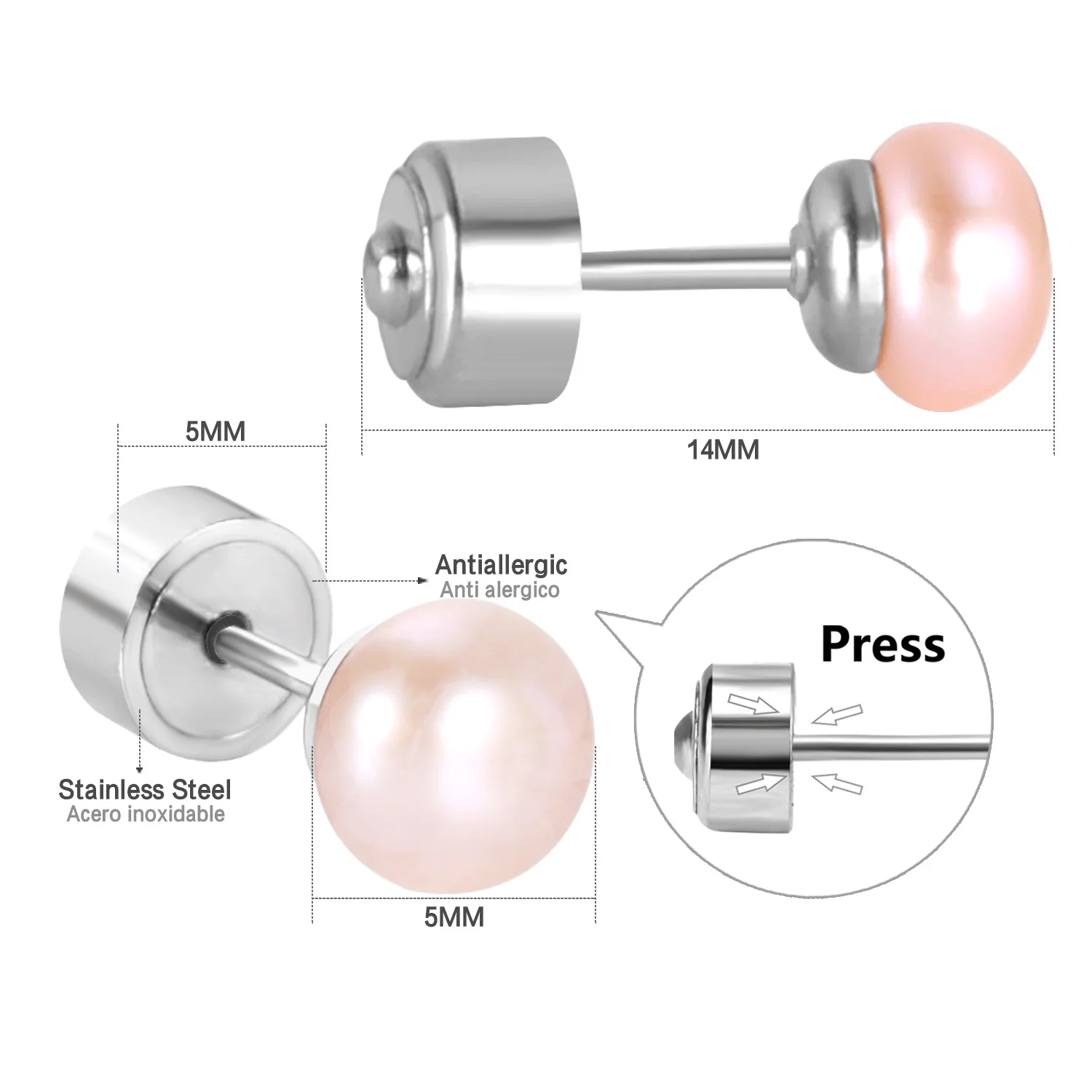 LUXUSTEEL 3pairs Sets Pink/White/Light Purple Imitation Pearl Earring Sets Stainless Steel Stud Earrings Bijoux 2020 Brinco Part