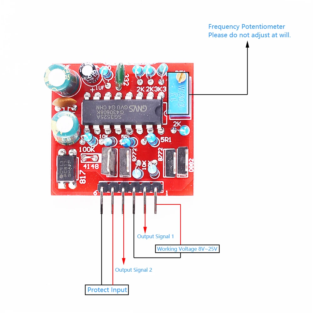 Pre-moduł napędu SG3525 7A 16KHz-60KHz regulowana częstotliwość Generator zabezpieczenie przed zwarciem 12V 24V