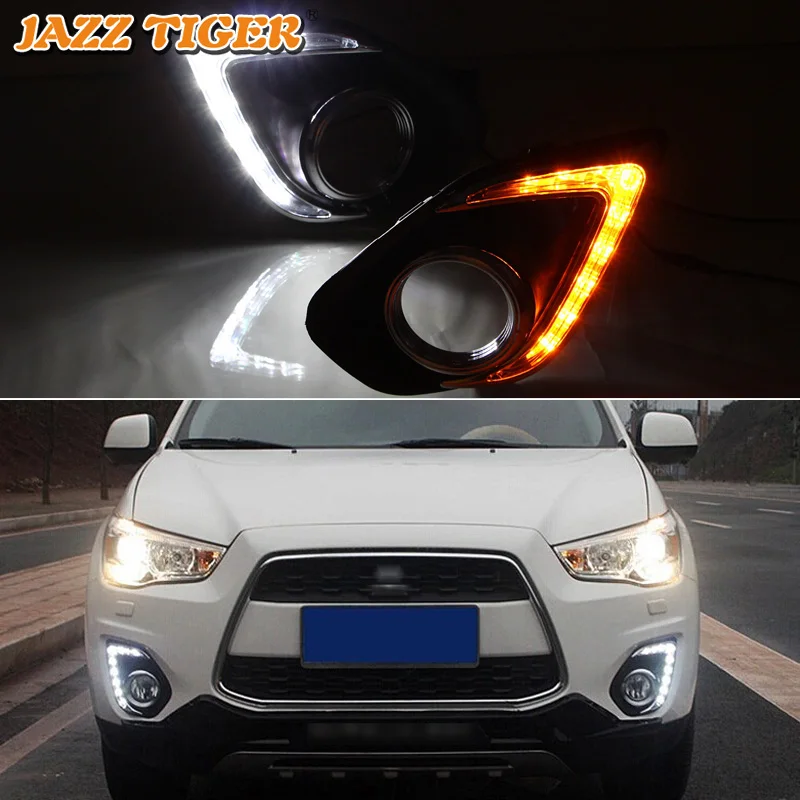 12V Daytime running lights For Mitsubishi ASX RVR 2013 2014 2015 LED Drl with turn signals for cars fog lights auto headlights