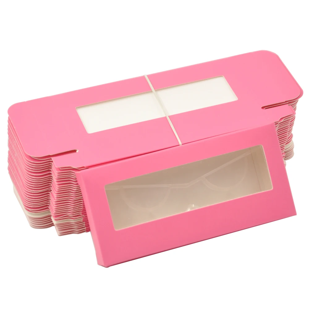 

Wholesale New 50/pcs Paper False Eyelash Packaging Box Lashes Box Packaging Custom Logo Faux Cils 25mm Mink Eyelashes Pink Cases