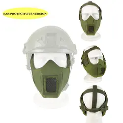 EAR PROTECTIVIVE VERSION Breathability Paintball Mask Tactical Military Half Face Masks for Outdoor Activities