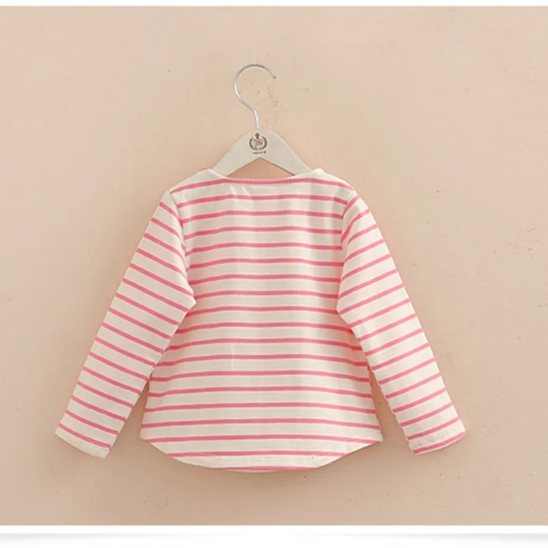 2024 Hot Sale Spring Autumn 2 3 4 6 8 10 Years Kids Clothes Long Sleeve O-Neck Strip Girl Long Sleeve T-Shirt