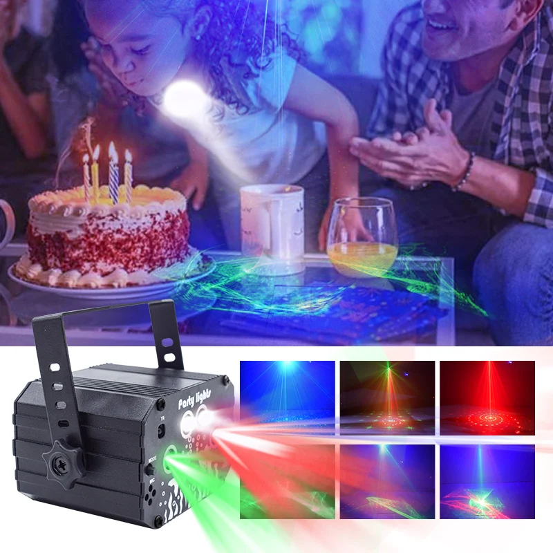 Northern Lights Laser Projector Light Voice Control RGB Strobe Effect Stage Light For Party Show DJ Home KTV Disco Lamps 2022