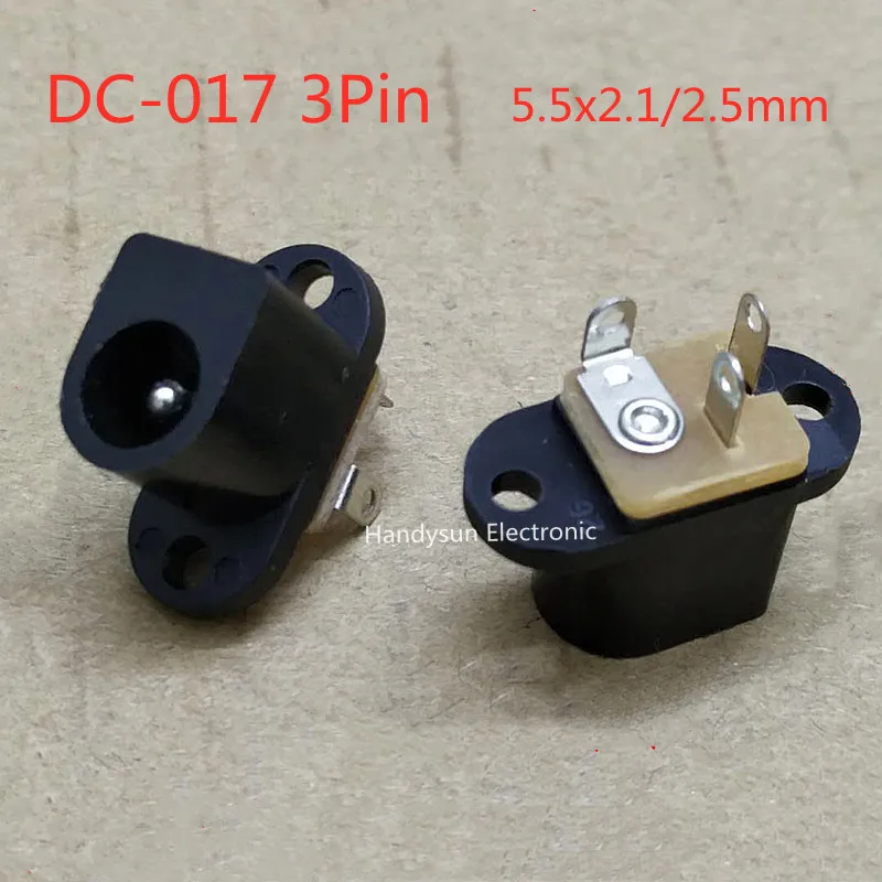 DC-017 DC Power Socket 5.5x2.1 With Ear Screw Hole 3Pin Direct Female Panel Mount Connector Adapter