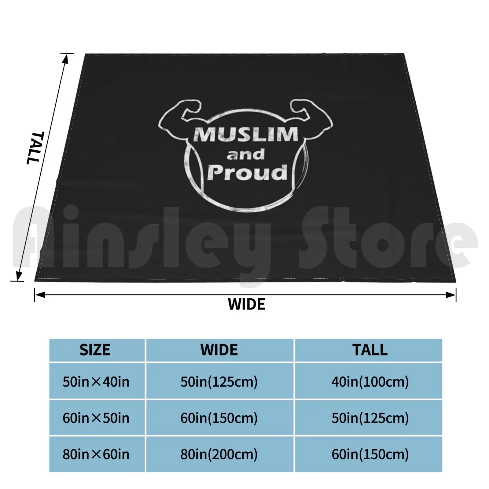 Allah Proud Muslim , Halal Muscled Gift Blanket Super Soft Warm Light Thin Body Building Peace Islam Mosque Quran