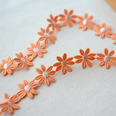 2Meters Exquisite Polyester Small Daisy Lace Trims Lace Ribbon DIY Baby Clothes Dress Accessories 2.5cm wide Pink Orange Blue