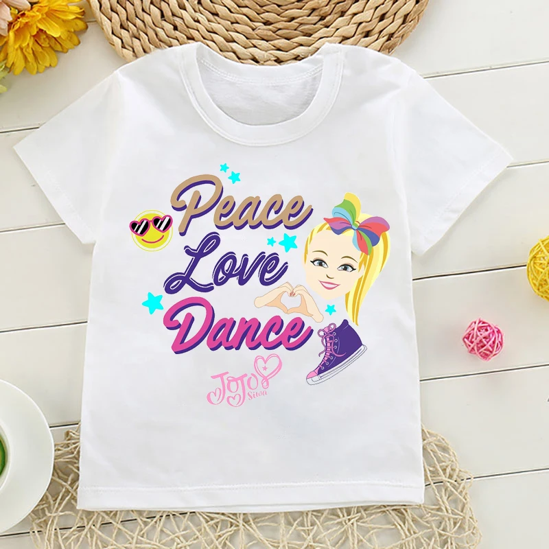 Newly Girls T-Shirts Cute Jojo Siwa Cartoon Print Kawaii Girls Pink Clothes Summer Baby Girls Tshirts Birthday Gift  Tshirt Tops