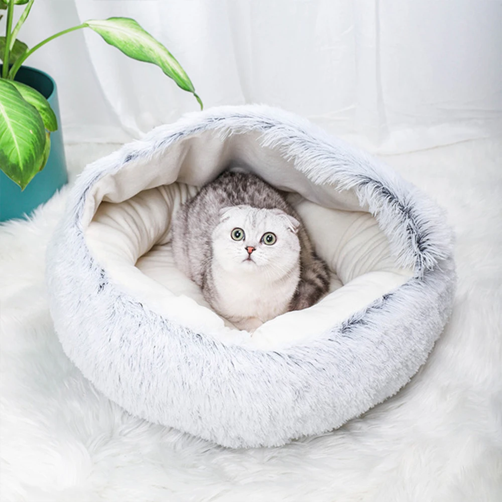 

Pet Sofa Bed Cat House Semi Closed Comfortable Soft Plush Nest Small Dogs Kitten Sleeping Mat Winter Warm Kennel Cat Supplies