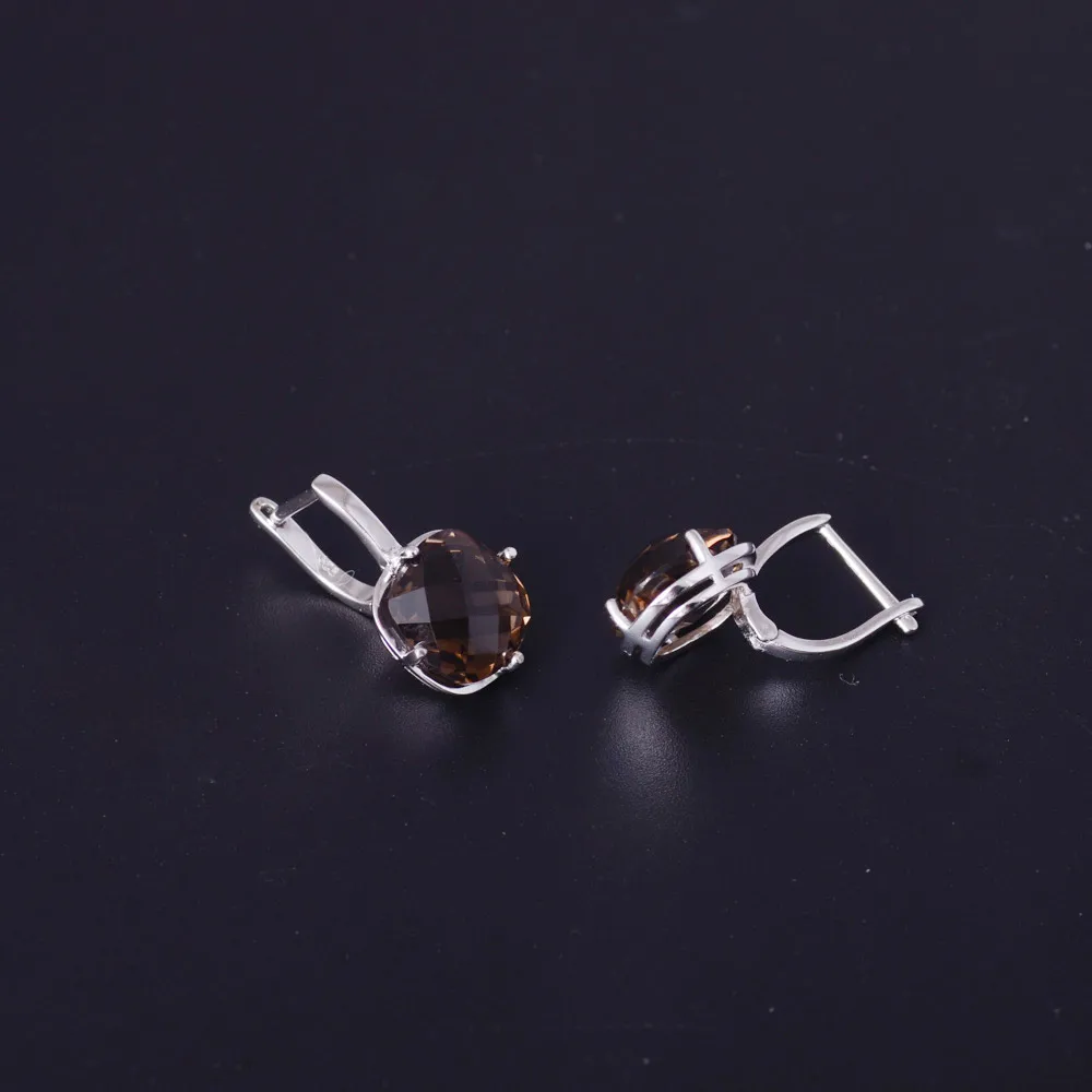 CSJ Natural Smoky Quartz Gemstone Earring Sterling 925 Silver Cushion 9ct Checkboard Cut Fine Jewelry For Women Lady Party Gift