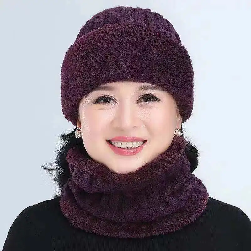 

Winter Balaclava Women's Stripes Knitted Hat Caps Mask Gorras Warmer Winter Hats For mom Skullies Warm Wool Beanies Mom Cap