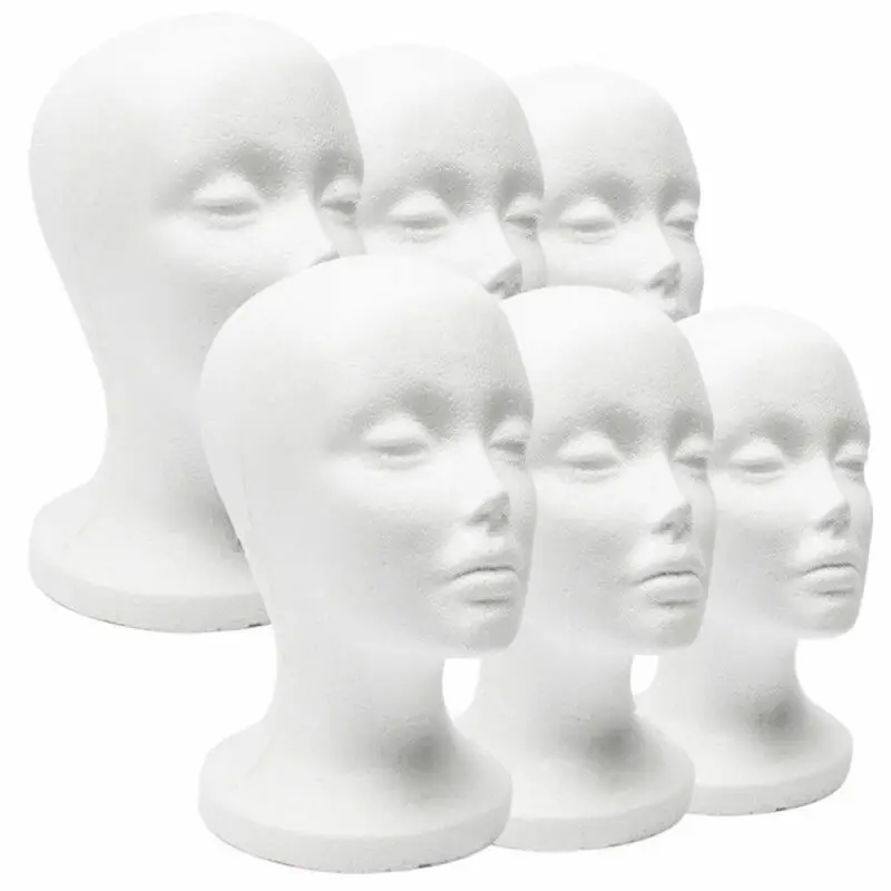 Female Styrofoam Mannequin Wig Glasses Hat Display Stand Popular Foam Head Model Storage Holders White Wig Stands hot sale