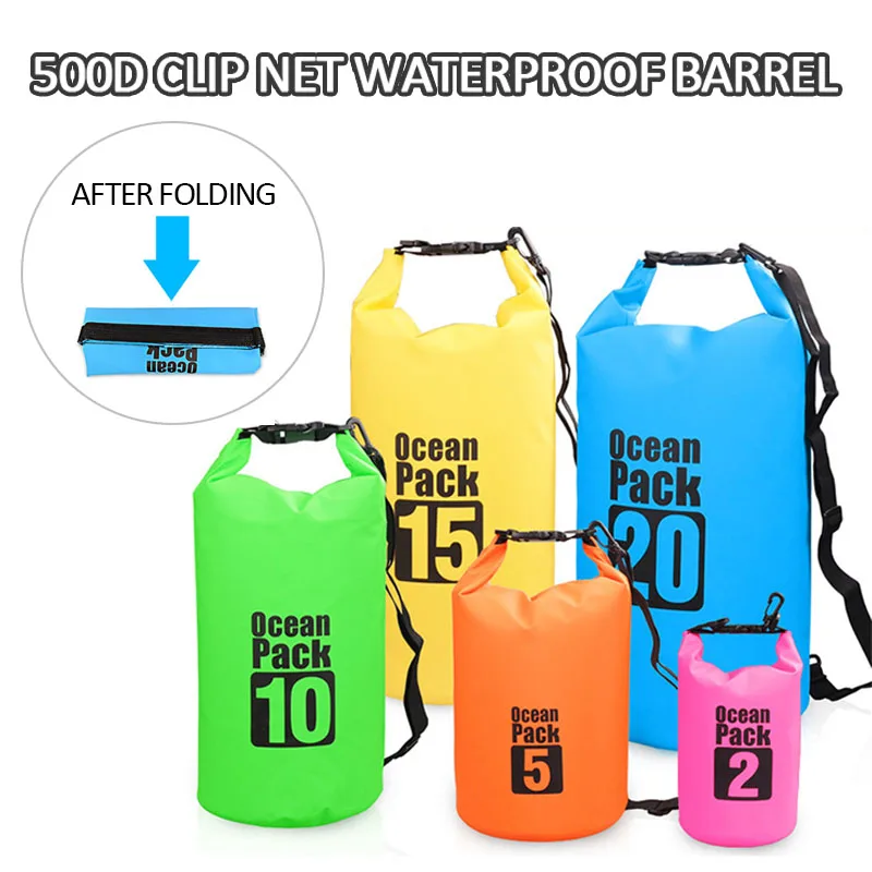 PVC Waterproof Bag 2L/5L/10L 20L Outdoor Diving Compression Storage Waterproof Bag Dry Bag For Man Women Swimming Rafting Kayak