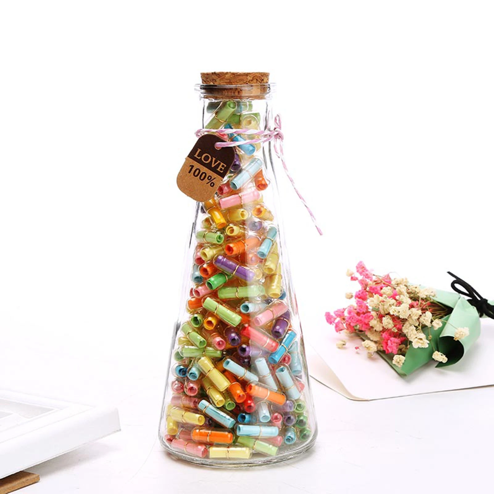 

50Pcs Love Pill Clear Wish Bottle Blank Letter Paper Message Envelope Capsule Love Pill 2021