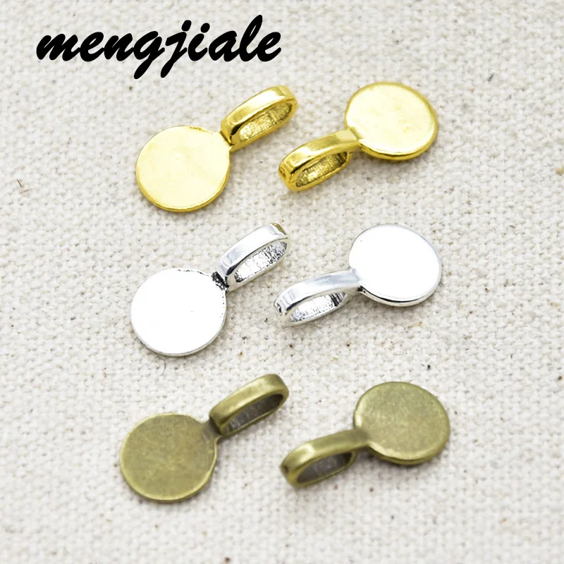 Pendientes de aro con forma de hoja redonda para joyería, aretes de aro con pegamento para cabujones de vidrio, 18x10mm, 30 piezas, venta al por mayor
