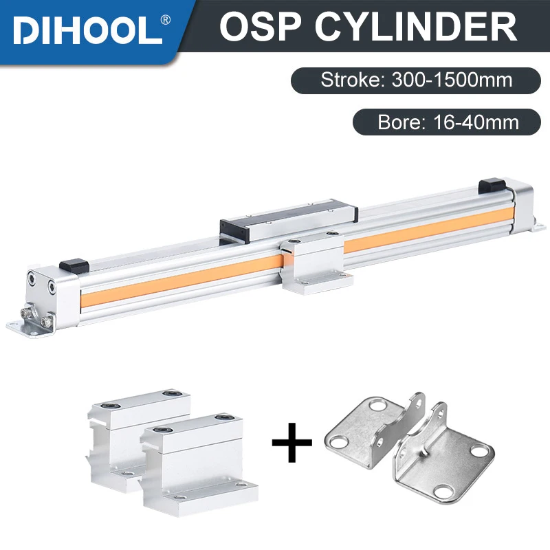 

Rodless OSP Cylinder Pneumatic Air Actuator Mechanically Jointed Double Acting 16mm 25mm 32mm 40mm Bore High Speed Fly-cutter