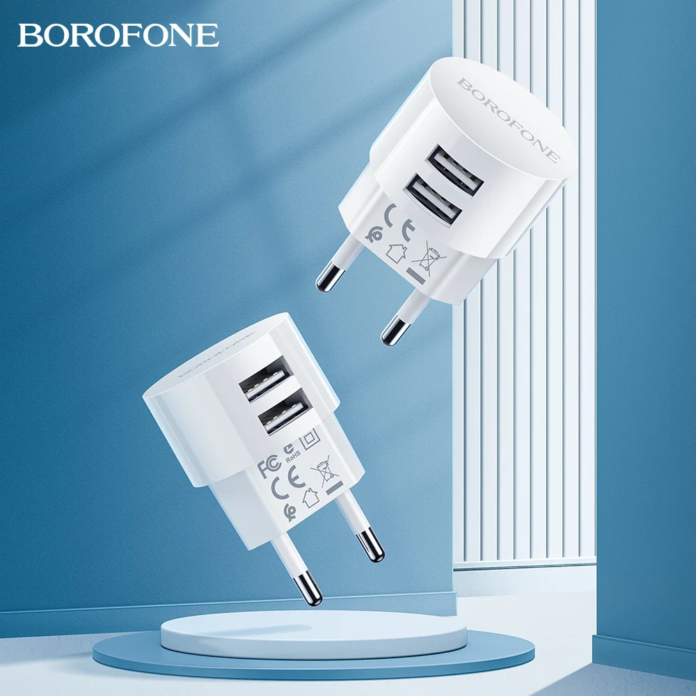 BOROFONE 5V 2.4A Dual USB Charger EU Plug Quick Charge Wall Charger Mobile Phone Charging Mini Adapter Travel Charger For iPhone