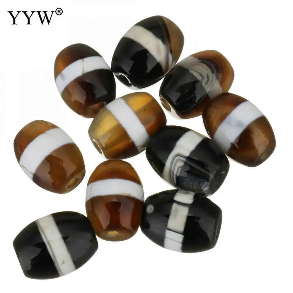 YYW 10pcs Natural Tibetan Agates Onyx Dzi Beads 12x15x12mm Jewelry Making DIY Necklace Bracelet Surprise Gift Tibetan Dzi Beads