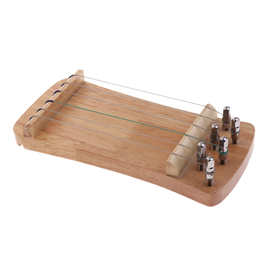 Tooyful Exquisite Solid Wood Mini 6 String Guzheng Chinese Zither Hand Trainer Gu Zheng Finger-training Exerciser