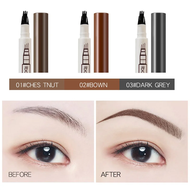 3 farben 3D Microblading Augenbraue Tattoo Stift 3 Gabel Tipps Feine Skizze Flüssigkeit Augenbraue Bleistift Wasserdicht Augenbrauen Farbton Make-Up 1 stück