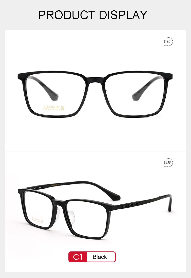 Vollrand Reinem Titan Rahmen Gläser Für Männliche Neue Ankunft Quadratische Form Upsale Business Stil Myopie Eyewears – Detail 8