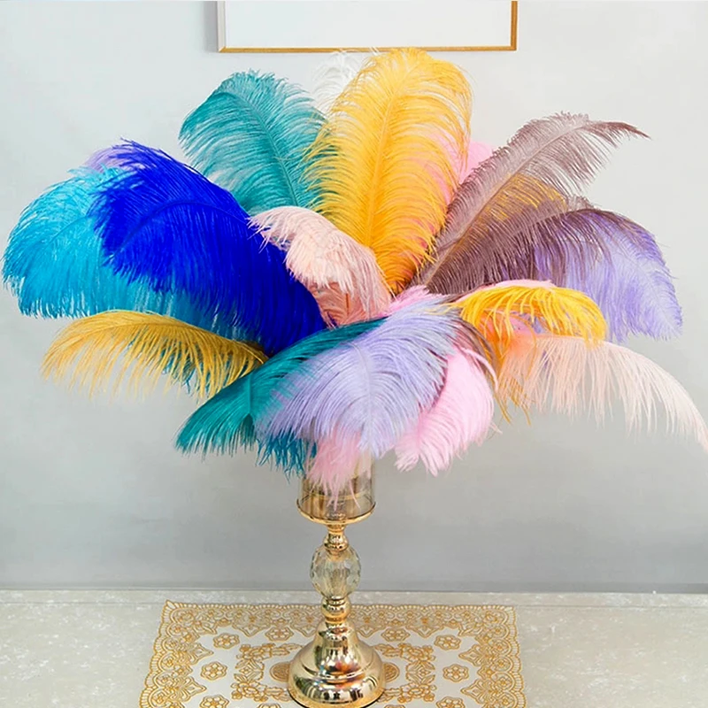 Party Decoration DIY 10 Colors Ostrich Feather 10-12 Inches / 25-30 CM Plume Wedding Supplies 100 Pcs