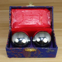 2Pcs Hand Massage Ball Stress Relaxation Chinese Health Care for Chromium Plated Silver Like solid hollow Hand Fitness Iron Ball