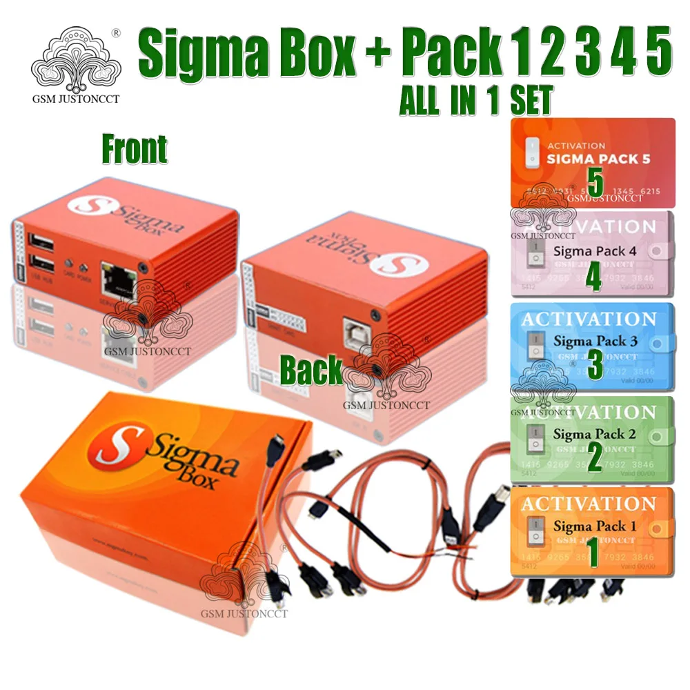 Sigma Box with 9 Cable Set + Pack 1, 2, 3 ,4 ,5,Activations For Mobile Phone Unlock&Flash&Repairing For China Mobile Phone