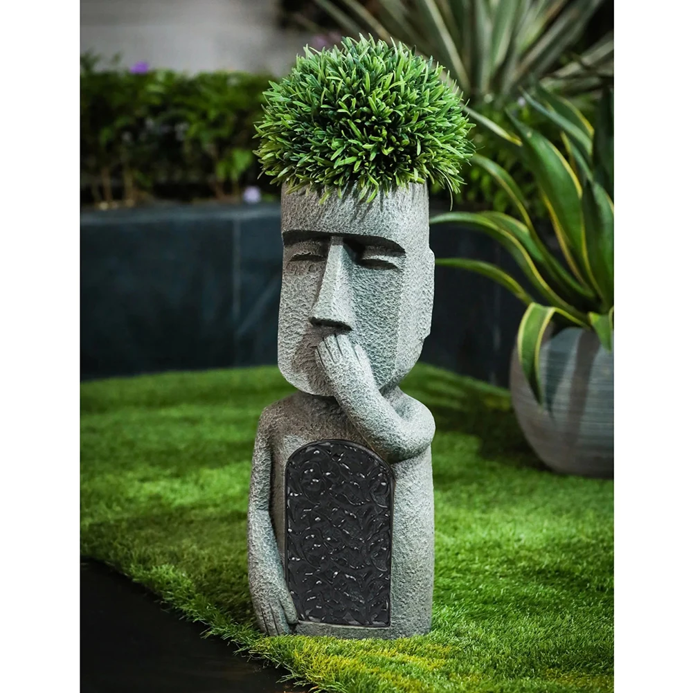 See Hear Speak No Evil Garden Easter Island Statues Creative Garden Resin Sculpture Outdoor Decoration Stone Home Decor Gnome