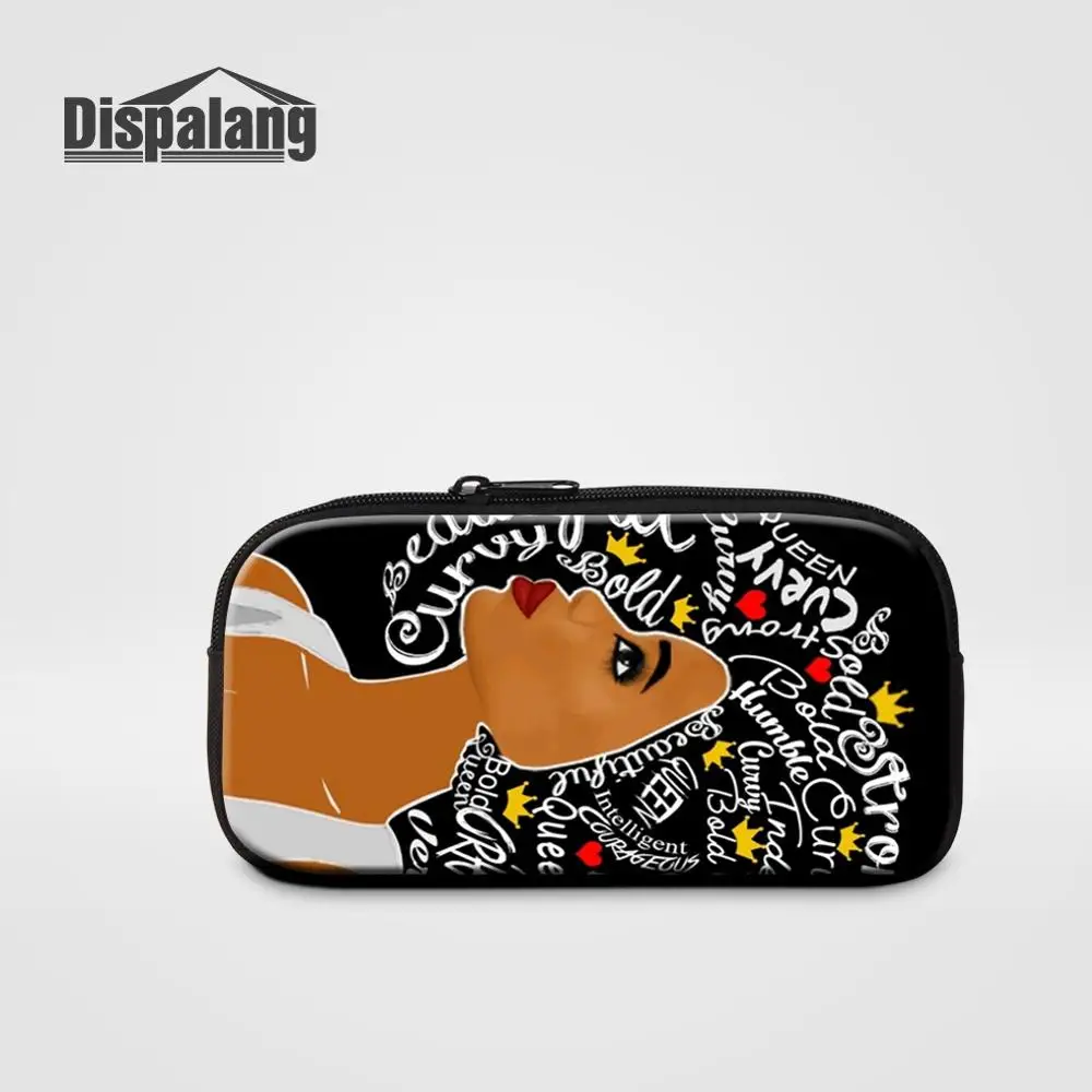 

Dispalang Women Zipper Makeup Bag School Stationery Supplies African Girl Printing Pencil Case For Girls Small Cosmetic Bag Box