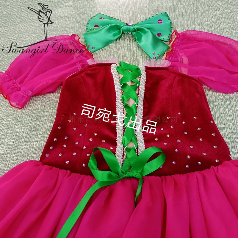 Disfraz de competición profesional para niñas, vestido tutú para Ballet, rojo, chipolilino, BT4045